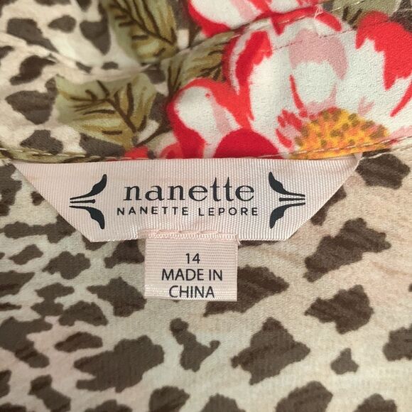 Nanette Lepore leopard floral print long sleeve flared dress - Picture 6 of 12